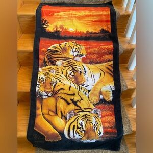 Vintage Tiger Beach Towel 100% Cotton Bold Graphic Jungle Cat 54” x 28” Tigers